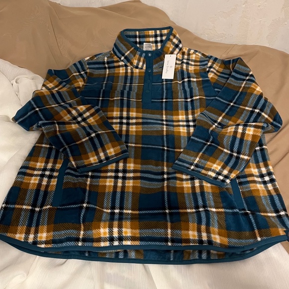 NWT Vera Bradley Orchard Plaid Sporty Fleece XXL Pullover - Picture 1 of 15
